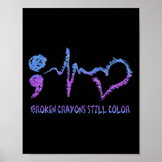 Affiche Crayons brisés Toujours Couleur Suicide Prévention (Devant)