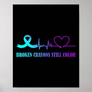 Affiche Crayons Cassés Colorent Encore la Sensibilisation