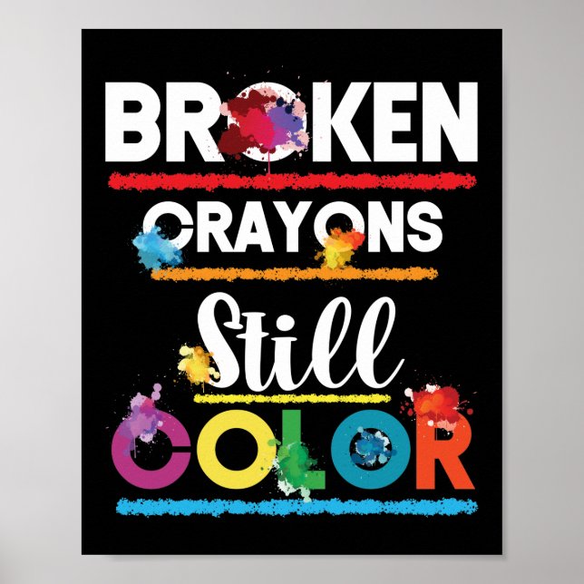 Affiche Crayons cassés encore couleur santé mentale (Devant)