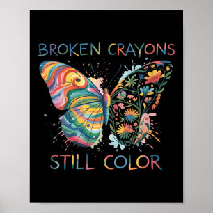 Affiche Crayons Cassés Femmes Colorent Encore Arc-en-ciel