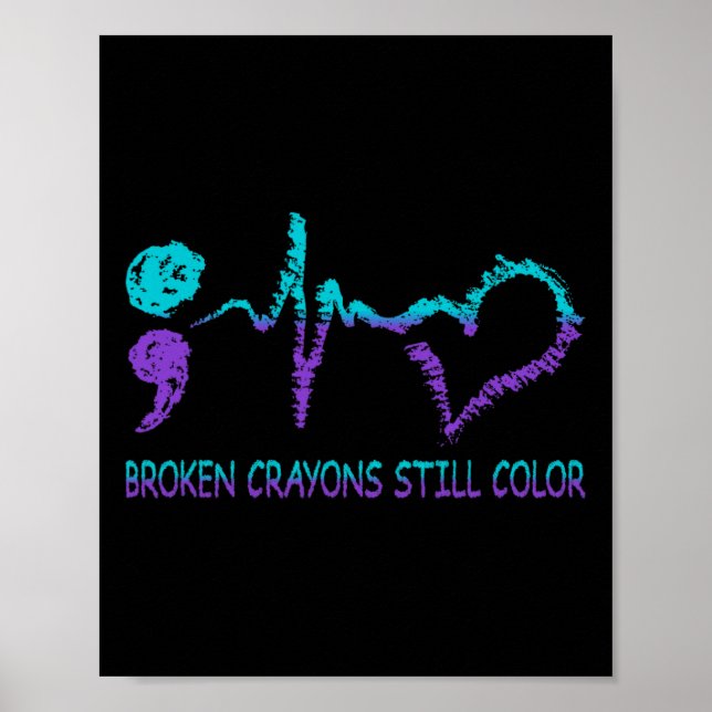 Affiche Crayons cassés Toujours Couleur Suicide Prévention (Devant)