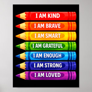 Affiche Crayons d'affirmations positives pour les enfants