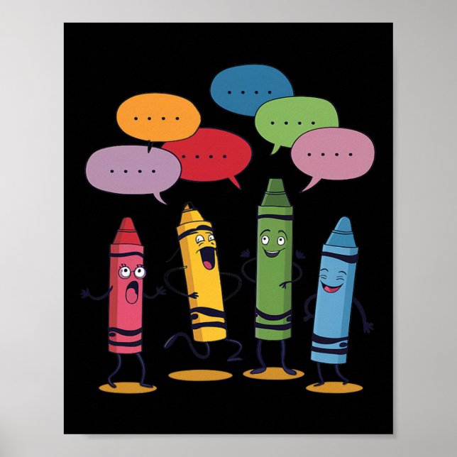 Affiche Crayons de couleur humeur de crayon à la mode ense (Devant)