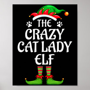 Affiche Crazy Cat Lady Elf Matching Family Group Noël