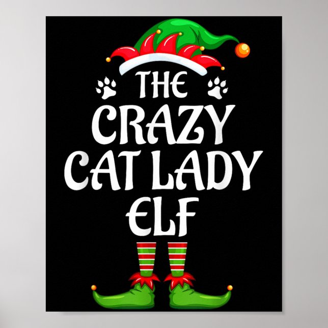 Affiche Crazy Cat Lady Elf Matching Family Group Noël (Devant)