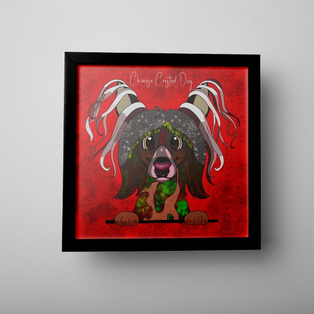 Affiche Crazy Chinese Crested Dog visage peint à la main (Créateur téléchargé)