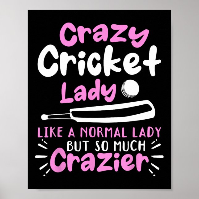 Affiche Crazy Cricket Lady Like A Normal Lady But So Much  (Devant)