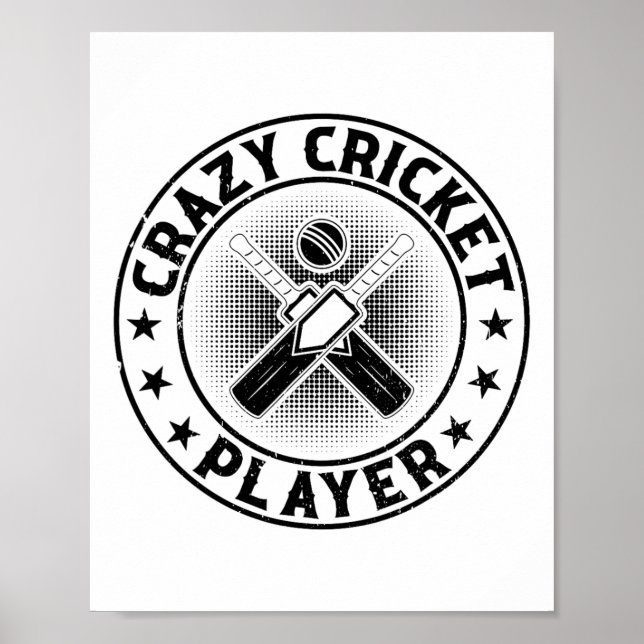 Affiche Crazy Cricket Player - Cricketing Cricket Player 1 (Devant)