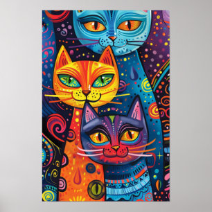 Affiche Crazy Cute Cats : Banderole de dessin de Doodon lu