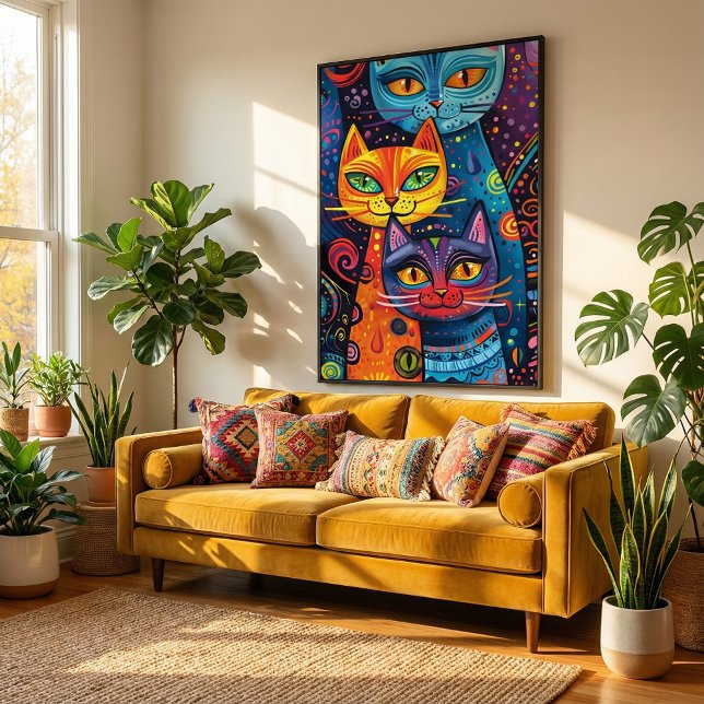 Affiche Crazy Cute Cats : Banderole de dessin de Doodon lu (Créateur téléchargé)