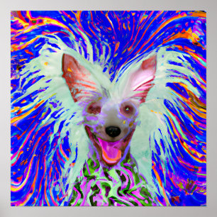 Affiche Crazy Happy Chinese Crested Art Portrait