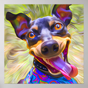 Affiche Crazy Happy Manchester Terrier Portrait d'art chie