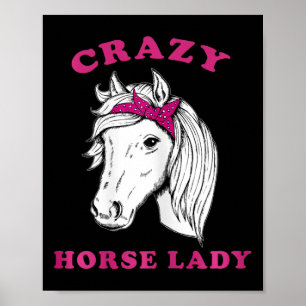 Affiche Crazy Horse Lady Horseback équitation Chevaux Amus