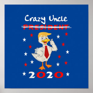 Affiche Crazy oncle Trump Duck 2020 cadeau drôle