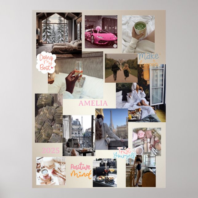 Affiche Create Your Own Vision Board Manifesting 2025 (Devant)