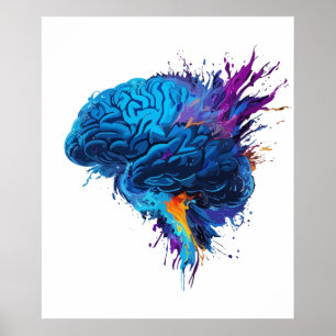 Affiche Création colorée de motif de cerveau de scintillem
