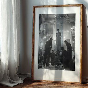 Affiche Création Couture : Une Scène D'Atelier Dramatique