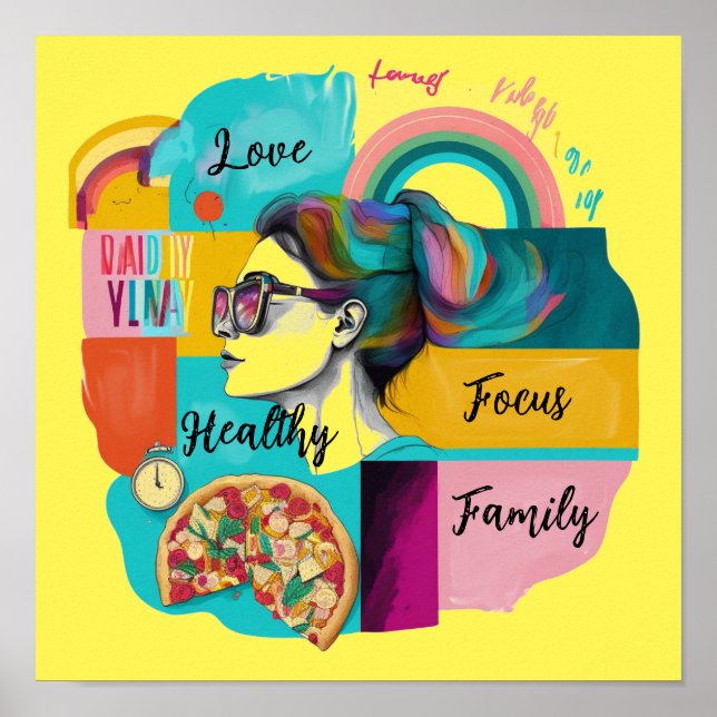 Affiche Création de ma vie de rêve : Jaune Vision Board (Devant)