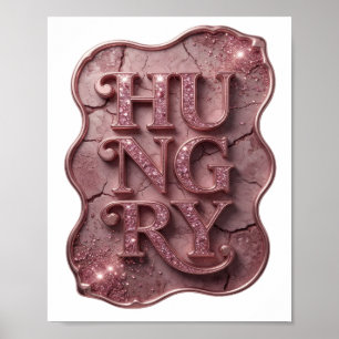 Affiche Création de slogan rose tendance HUNGRY