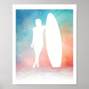 Affiche Création de surf vintage drôle pour fille de surf