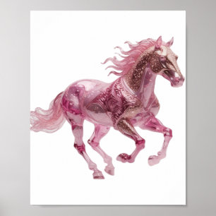Affiche Création Déclarative Cheval en Verre Rose Iconique