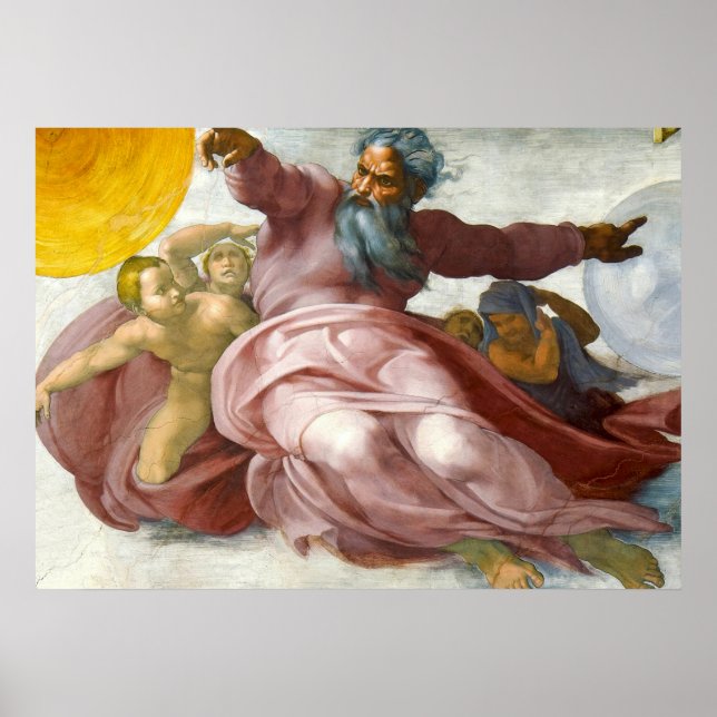 Affiche Création du soleil par Michel-Ange (Devant)