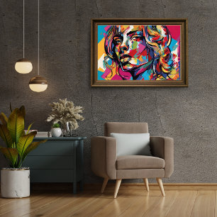 Affiche Création Pop Art de Femme Abstraite Colorée