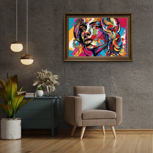 Affiche Création Pop Art de Femme Abstraite Colorée (Colorful Abstract Woman Pop Art Design Poster)