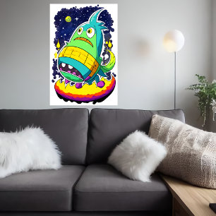 Affiche Créature alien amusante   Art AI