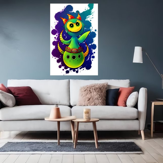 Affiche créature alien cool verte | Art AI (Créateur téléchargé)
