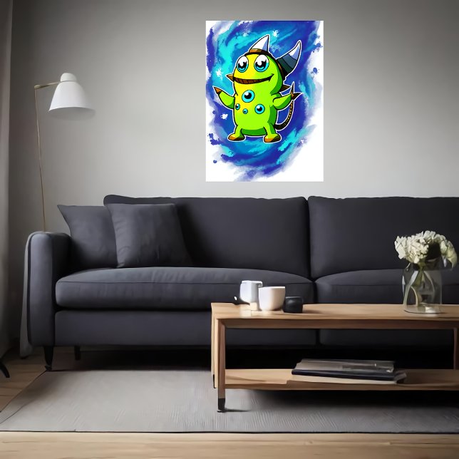 Affiche créature alien verte de nombreux yeux | Art AI (Créateur téléchargé)