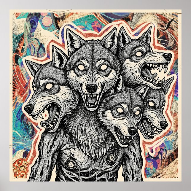 Affiche Créature de loup à trois têtes (Devant)