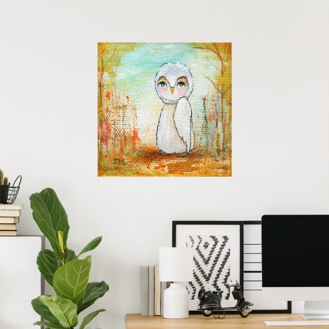 Affiche Créature fantaisiste de la forêt, art de hibou (Bureau à domicile)