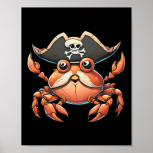 Affiche Créature marine drôle Océan Pirate Crabe Chasse Sa