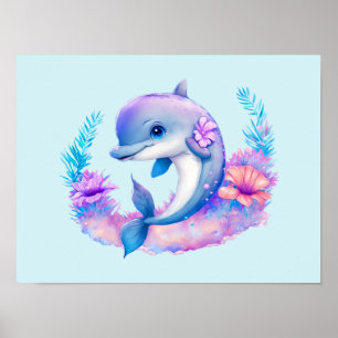 Affiche Créature Mer Dauphin Cute