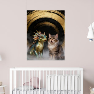 Affiche Créatures de chat-dragons mythiques surprises