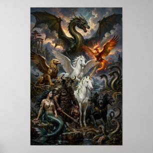 Affiche Créatures Fantastiques Légendaires Dix Mythe Affic