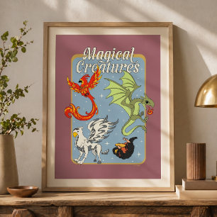 Affiche Créatures Magiques Graphique Vintage