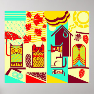 Affiche créatures mignonnes extérieures