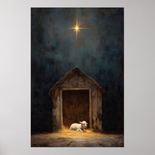 Affiche Crèche Moutons Art de la Nativité Jésus