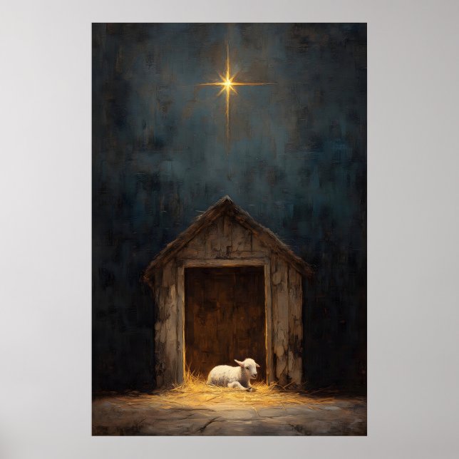 Affiche Crèche Moutons Art de la Nativité Jésus (Devant)