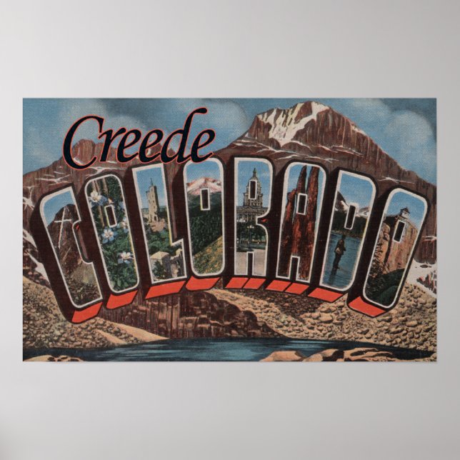 Affiche Creede, Colorado - Scènes de grandes lettres (Devant)
