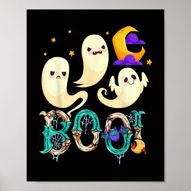 Affiche Creep It Real Skateboard Ghost Retro Halloween (Devant)
