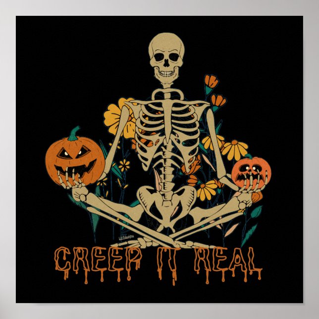Affiche CREEP IT VRAIMENT effrayant citrouille squelette d (Devant)