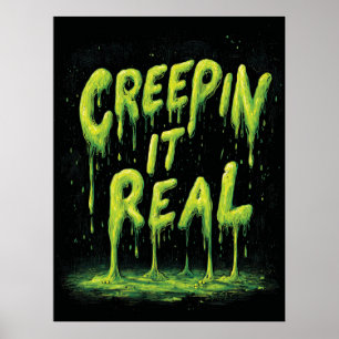 Affiche "Creepin it Real", humoristique typographie mince