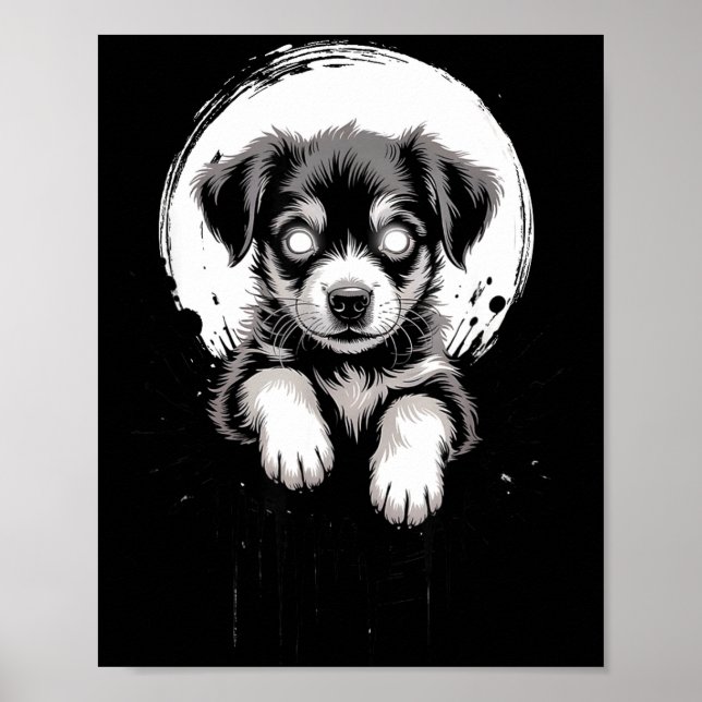 Affiche Creepy Cute Goth Dog Horror Puppy Sketch Alt Nge E (Devant)