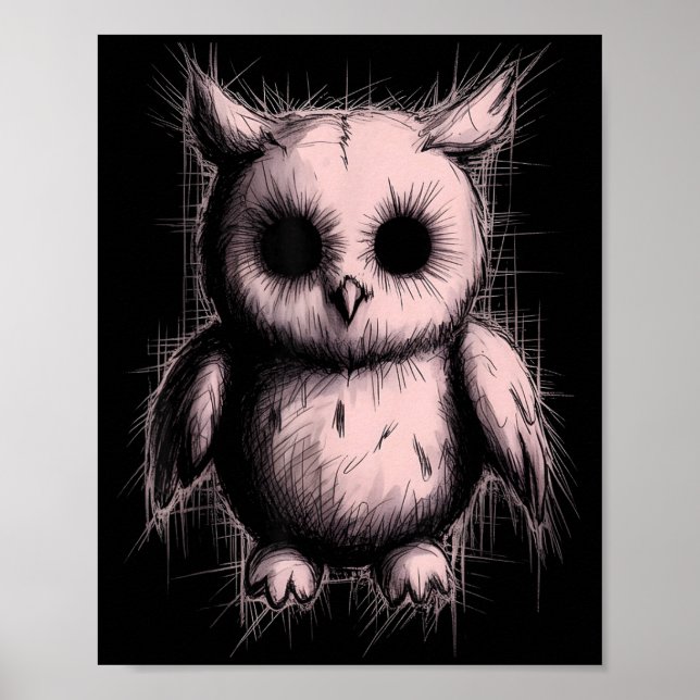 Affiche Creepy Cute Goth Owl Horror Sketch Alt Nge Evil  (Devant)