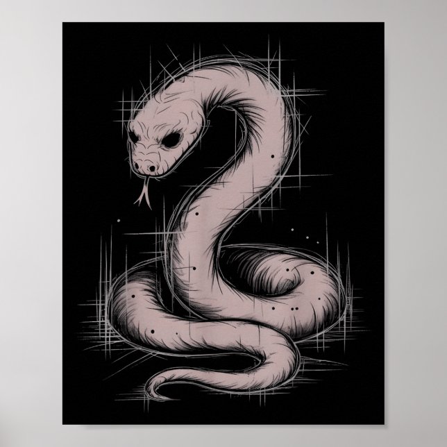 Affiche Creepy Cute Goth Python Horror Snake Sketch Alt Ng (Devant)