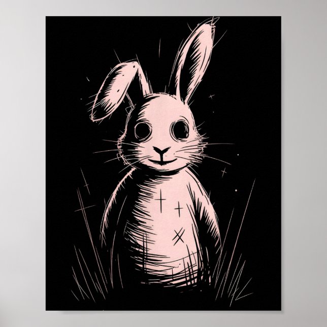 Affiche Creepy Cute Goth Rabbit Horror Bunny Sketch Alt Ng (Devant)