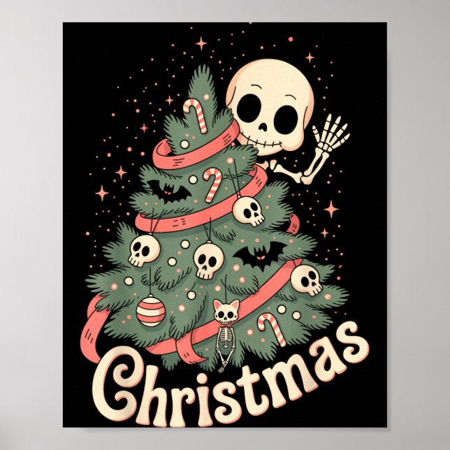 Affiche Creepy Cute Kawaii Skeleton Christmas Tree Skull B (Devant)